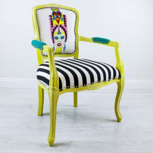 veronica-kollane-tugitool-triibuline-kangas-kangamaaling-kolmas-silm-handmade-armchair-with-painting