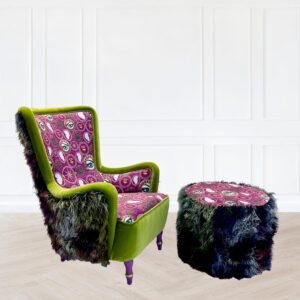colorful-pink-armchair-with-ottoman